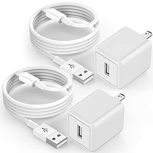 iPhone Charger, [Apple MFi Certified] 2 Pack iPhone Charger Data Sync Transfer Lightning Cable with Travel USB Wall Charger Block Compatible with iPhone 13/12/11 Pro/SE/XS/X/XR/8/7/iPad/AirPods