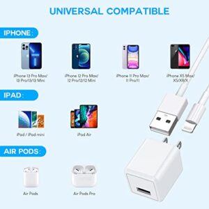 iPhone Charger, [Apple MFi Certified] 2 Pack iPhone Charger Data Sync Transfer Lightning Cable with Travel USB Wall Charger Block Compatible with iPhone 13/12/11 Pro/SE/XS/X/XR/8/7/iPad/AirPods