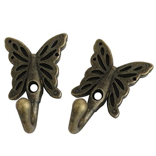 YYANGZ 4Sets Antique Hangers Butterfly Patterned Wall Mounted Hanger Bronze Hooks Butterfly Hooks for Hanging Clothes Hook Up Towel Coat Hat Scarf Jacket Bag with Screws