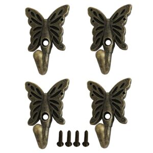 yyangz 4sets antique hangers butterfly patterned wall mounted hanger bronze hooks butterfly hooks for hanging clothes hook up towel coat hat scarf jacket bag with screws