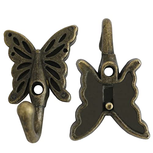 YYANGZ 4Sets Antique Hangers Butterfly Patterned Wall Mounted Hanger Bronze Hooks Butterfly Hooks for Hanging Clothes Hook Up Towel Coat Hat Scarf Jacket Bag with Screws