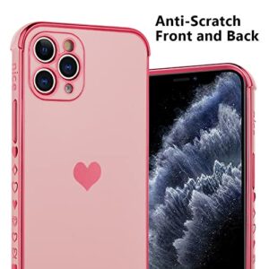 KANGHAR iPhone 11 Pro Case for Women Girl, Plating Edge Cute Love Heart Soft TPU Bumper with 4 Corners Shockproof Protection Phone Case Cover for iPhone 11 Pro 5.8 Inch(Pink)