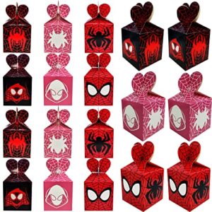 18 pcs miles morales birthday party favor boxes spider amazing friends party candy gift boxes spider goodie boxes for birthday party decorations and supplies