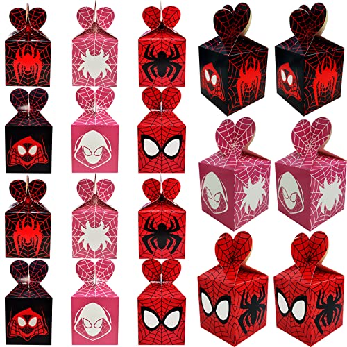 18 PCS Miles Morales Birthday Party Favor Boxes Spider Amazing Friends Party Candy Gift Boxes Spider Goodie Boxes for Birthday Party Decorations and Supplies