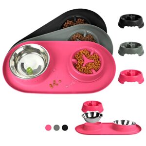 wesen dog/cat slow feeder bowl insert, slow down pet eating, soft silicone slow feeding for small medium size, perfect with stainless steel plastic glass ceramic dog bowls