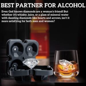 Crethinkaty Ice Cube Trays Diamond Ice Cube Molds with lid for freezer, 2IN ice Cubes for chilling Whisky Cocktails, Cocktails, Drinks Easy-Release Silicone Stackable Flexible Safe