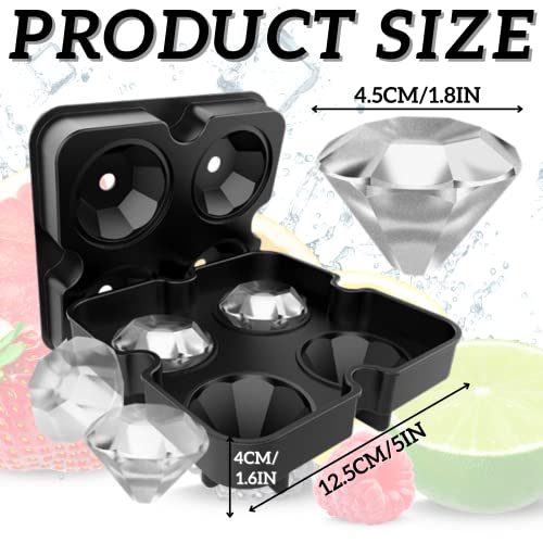 Crethinkaty Ice Cube Trays Diamond Ice Cube Molds with lid for freezer, 2IN ice Cubes for chilling Whisky Cocktails, Cocktails, Drinks Easy-Release Silicone Stackable Flexible Safe