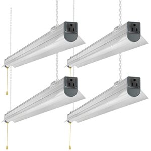 kukuppo led shop light ul listed, 80w 10400lm utility linkable led garage light 5000k daylight for commercial lighting, florescent light fixture replacement, ceiling & hanging mount, pack of 4