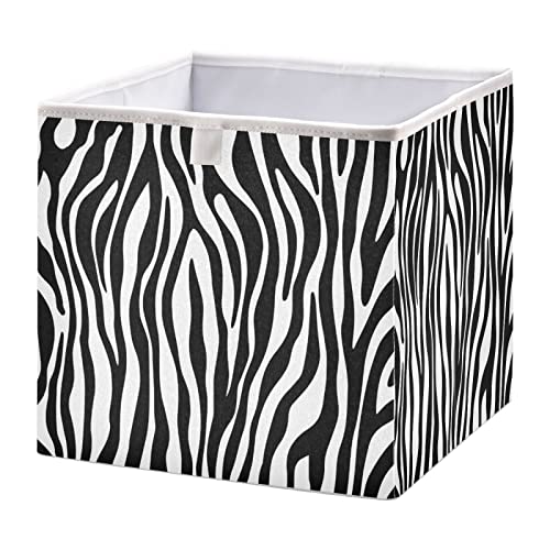 Kigai Black & White Zebra Print Storage Bin Closet Organizers Collapsible Toy Storage Cube for Home Organization Shelf Store Bins Container, 11" x 11" x 11"