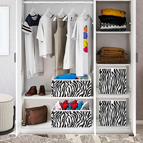 Kigai Black & White Zebra Print Storage Bin Closet Organizers Collapsible Toy Storage Cube for Home Organization Shelf Store Bins Container, 11" x 11" x 11"