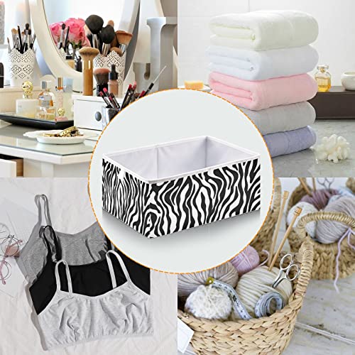 Kigai Black & White Zebra Print Storage Bin Closet Organizers Collapsible Toy Storage Cube for Home Organization Shelf Store Bins Container, 11" x 11" x 11"