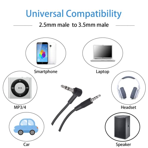 Koffmon 2.5mm to 3.5mm AUX Cable Audio Cord Compatible with Synchros E40BT E50BT J56BT E45BT E55BT E65BTNC ELITE750NC DuetBT DuetNC LIVE400BT LIVE500BT TUNE600BTNC LIVE650BTNC S400BT Headphones