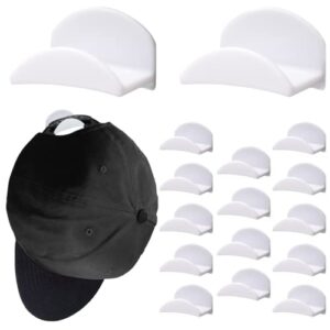 16 pcs hat hooks for wall, adhesive hat hangers, hat racks for baseball caps, no drilling wall hat hook,wall mount hat organizer for closet door wall hat hanging storage (white)