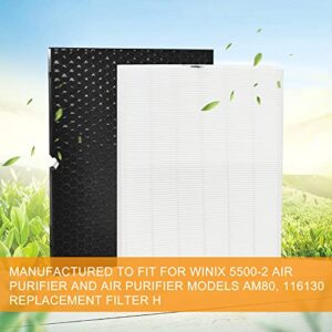 IZSOHHOME Compatible with Winix 5500-2 Air Purifier and Model AM80,Part# Winix 116130, H13 Filter,2+2True HEPA(2 Sets)