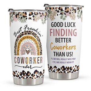 macorner farewell gifts - stainless steel tumbler 20oz - coworker leaving gifts for women - going away gifts for coworker - new job good luck goodbye gifts for coworkers colleagues boss women friends