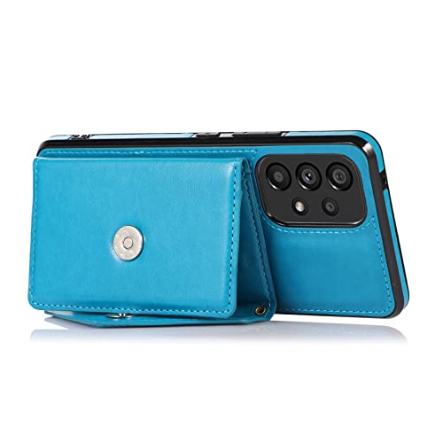 Futanwei Envelope Crossbody Lanyard Case for Galaxy A53 5G Phone | Galaxy A53 5G Wallet Case for Women | Blue