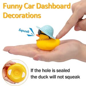 wonuu Car Rubber Duck 2Pcs Duck Car Decoration Dashboard Car Ornament for Car Dashboard Decoration Accessories with Mini Swim Ring Sun Hat Necklace Sunglasses