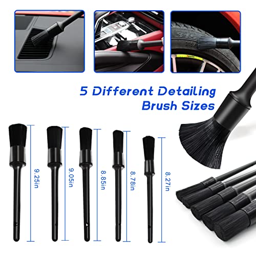 Titeney 10 Pieces Car Cleaning Tools Kit, Auto Wheel Detailing Brush Set Including Long Handle Wheel Brush, Short Handle Brush, Detailing Brush, Air Outlet Brush, Car Wash Mitt and Towel…