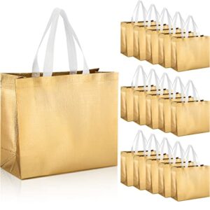 72 pack reusable gift bags with handles glossy reusable grocery bags tote bags for wedding bridesmaid birthday christmas(gold)