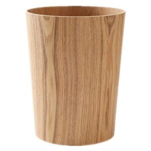 2.3 gallons wood trash can wastebasket for home or office, japanese-style natural wood round wastebasket, lightweight, sturdy for under desk, kitchen, bedroom, den, hotel, or kids room (light wood-a)