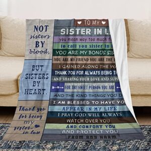 Sister in Law Birthday Gifts - Gifts for Sister in Law - Sister in Law Gifts Blanket - Sister in Law Gifts for Women - Anniversary Valentine Wedding Sister in Law Gifts - Bonus Sister Gifts 60"X 50"