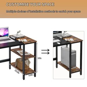 DlandHome Storage Desk Studio Table, 55.1 Inch Large Desk Computer Desk Home Office Table with Storage Shelves Study Writing Desk with Splice Board DUS-CXYM-PB001A-140