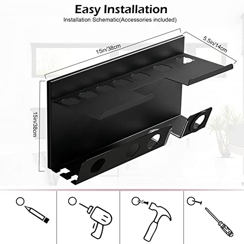 Welltop Wall Mount Holder for Dyson Airwrap Styler, for Dyson Supersonic Hair Dryer, 2 in 1 Storage Holder for Dyson Airwrap Styler Accessories, Fits for Bathroom Bedroom Hair Salon Barbershop