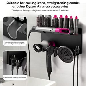 Welltop Wall Mount Holder for Dyson Airwrap Styler, for Dyson Supersonic Hair Dryer, 2 in 1 Storage Holder for Dyson Airwrap Styler Accessories, Fits for Bathroom Bedroom Hair Salon Barbershop