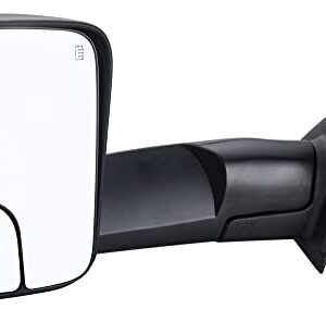 ZAPOSTS Towing Mirrors Replacement Fit for 02-08 DodgeRam 1500 for 03-09 Dodge Ram 2500 3500 Pickup Truck Power Heated Tow Folding Side View Mirror Driver Side