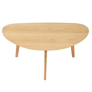 FIRMINANA Small Oval Coffee Table for Small Space Mid Century Modern Coffee Table for Living Room,Nature Wood,18.9" D x 33.47" W x 15.75" H