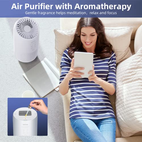 Slevoo Air Purifiers for Home with Aromatherapy, H13 True HEPA Air Purifier with Lock Set, Quiet Air Cleaner for Dust, Smoke, Pets Dander, Pollen, Odors - Ozone Free (White and Black)