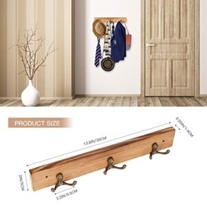 Haominnaqi Solid Wood Coat Rack Wall Mounted - 3 Six Hooks, Fitting Room Wardrobe Coat Door Rear Hook Key Hook Kitchen Bathroom Hook(2pce)