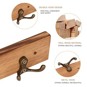 Haominnaqi Solid Wood Coat Rack Wall Mounted - 3 Six Hooks, Fitting Room Wardrobe Coat Door Rear Hook Key Hook Kitchen Bathroom Hook(2pce)