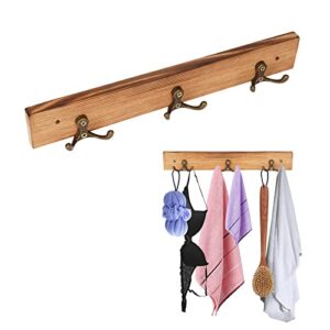 Haominnaqi Solid Wood Coat Rack Wall Mounted - 3 Six Hooks, Fitting Room Wardrobe Coat Door Rear Hook Key Hook Kitchen Bathroom Hook(2pce)