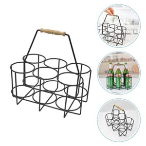 GANAZONO Tabletop Wine Rack 6 Wine Bottle Holder with Handle Bottle Storage Rack Stands Metal Wine Organizer Bar Cart Accessories for Beverage Wine Beer Black