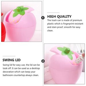 Desktop Mini Wastebasket,Desk Trash Can Table top trash can with Swing lid Countertop Trash Bin Desktop Waste Garbage Bin for Table Home Office Vanity Tabletop,Pink