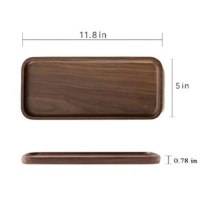 TEMINO Walnut Tray Wood Serving Tray Small Wooden Tray Rectangle Wood Tray for Bathroom, Kitchen, Centerpiece, Decor, Coffee Tray Tea Tray(11.8x5in)