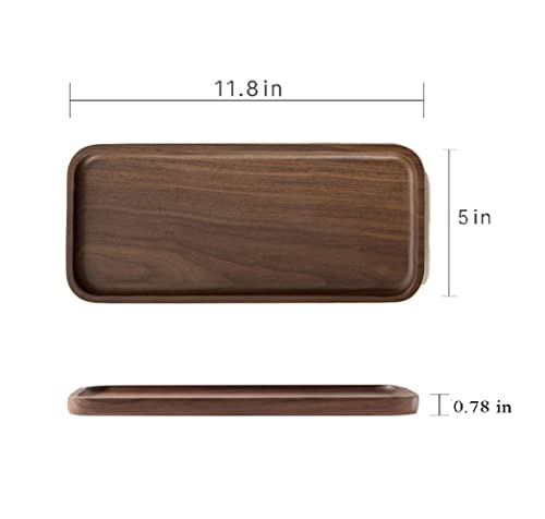 TEMINO Walnut Tray Wood Serving Tray Small Wooden Tray Rectangle Wood Tray for Bathroom, Kitchen, Centerpiece, Decor, Coffee Tray Tea Tray(11.8x5in)