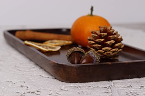 TEMINO Walnut Tray Wood Serving Tray Small Wooden Tray Rectangle Wood Tray for Bathroom, Kitchen, Centerpiece, Decor, Coffee Tray Tea Tray(11.8x5in)