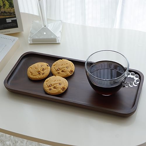 TEMINO Walnut Tray Wood Serving Tray Small Wooden Tray Rectangle Wood Tray for Bathroom, Kitchen, Centerpiece, Decor, Coffee Tray Tea Tray(11.8x5in)