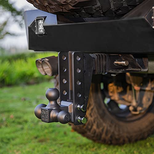 GWTAUTO Adjustable Trailer Hitch, Tri-Ball (1-7/8" x 2" x 2-5/16") Drop Hitch, Fits 2.5-Inch Receiver Only, 7 Inch Drop Hitch,18500 LBS GTW-Class 3 Tow Hitch for Heavy Duty Truck