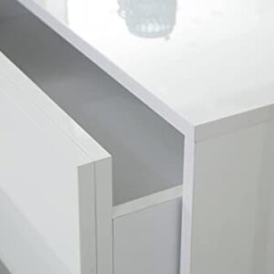 KANSOLE Roma Glossy Right Nightstand, White