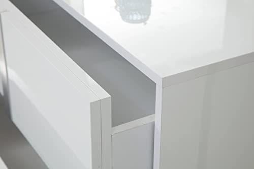 KANSOLE Roma Glossy Right Nightstand, White