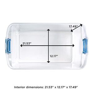 HOMZ Heavy Duty Modular Clear Plastic Stackable Storage Tote Containers with Latching and Locking Lids, 112 Quart Capacity, 6 Pack