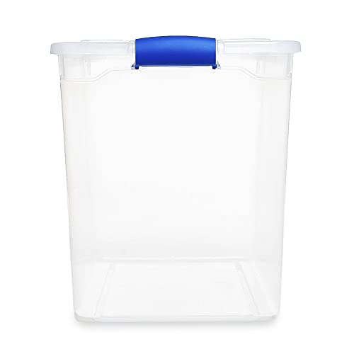 HOMZ Heavy Duty Modular Clear Plastic Stackable Storage Tote Containers with Latching and Locking Lids, 112 Quart Capacity, 6 Pack