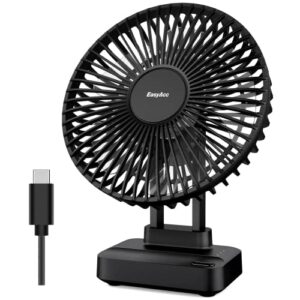 easyacc desk fan small air circulator fan 7 inch, 3 speed ultra-quiet 90°tilt bedroom fan, personal desktop table electric cooling fan for bedside office home (no battery)