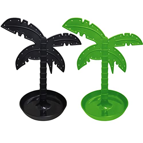 1 Jewelry Palm Tree Stand Holder Organizer Display Stud Earrings Necklace Rings, Black