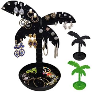 1 Jewelry Palm Tree Stand Holder Organizer Display Stud Earrings Necklace Rings, Black