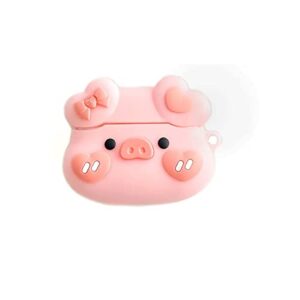 tou-beguin cute shy bowknot pig animals design wireless earphone case compatible with airpods pro, soft silicone shockproof skin, kids boys girls creative earphone protector