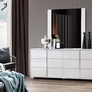 KANSOLE Roma Glossy Dresser & Mirror, White